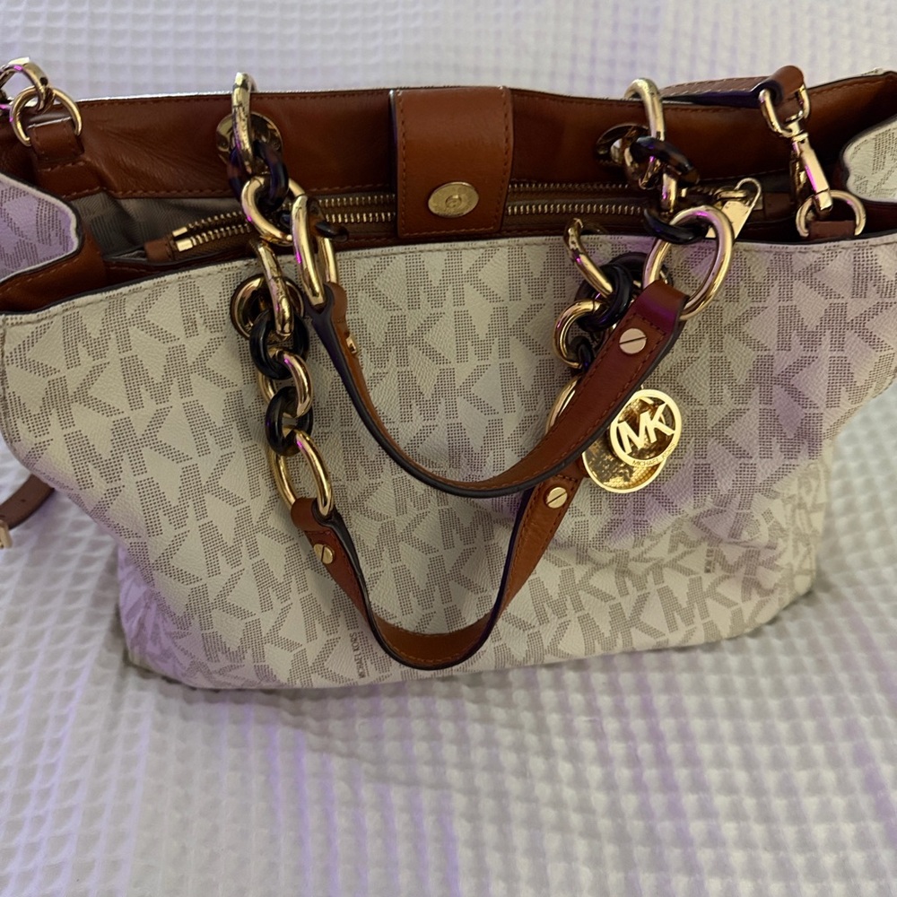 Michael Kors Brown and Cream Signature Tote